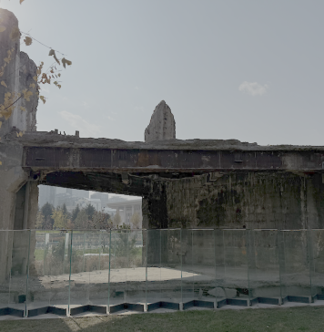 На месте разрушенной во время Кантара резиденции президента разбили сквер